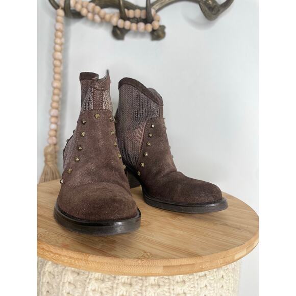 Sesto Meucci Mirka Studded Ankle Boots Size 6.5 Brown Leather Western Rodeo - Picture 3 of 11